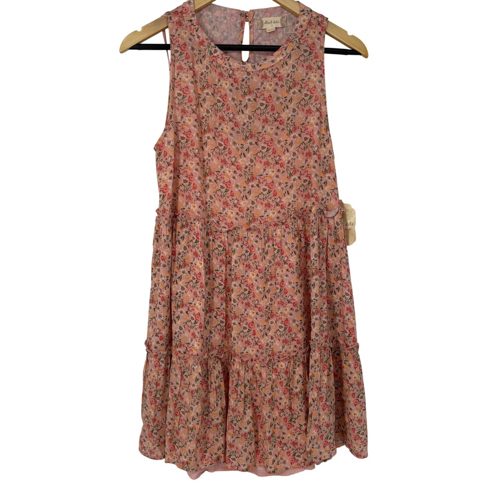 Altar'd State Pink Floral Tiered Babydoll Mini Dress Size S Cottagecore Preppy